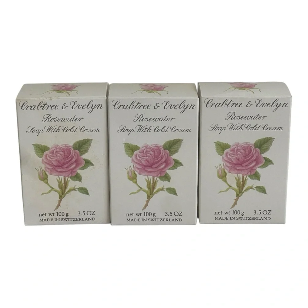 Vintage Crabtree & Evelyn Rosewater Soap With Cold Cream 3.5 oz Three Pack New